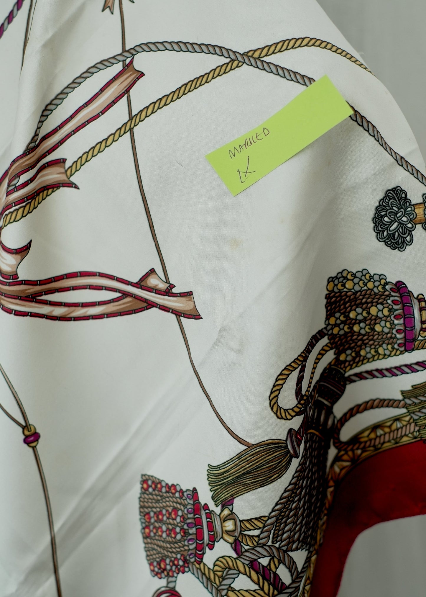 Red and White Baroque Swags Scarf Shawl