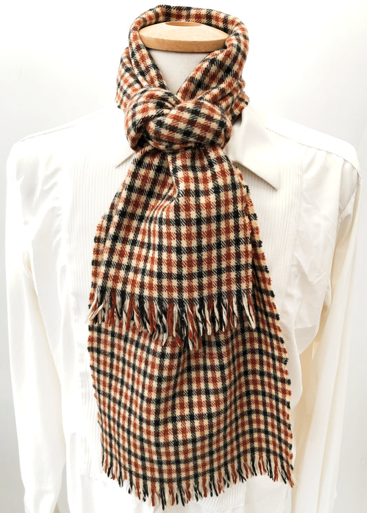 Men's Vintage Rust Dogtooth Check Wool Scarf