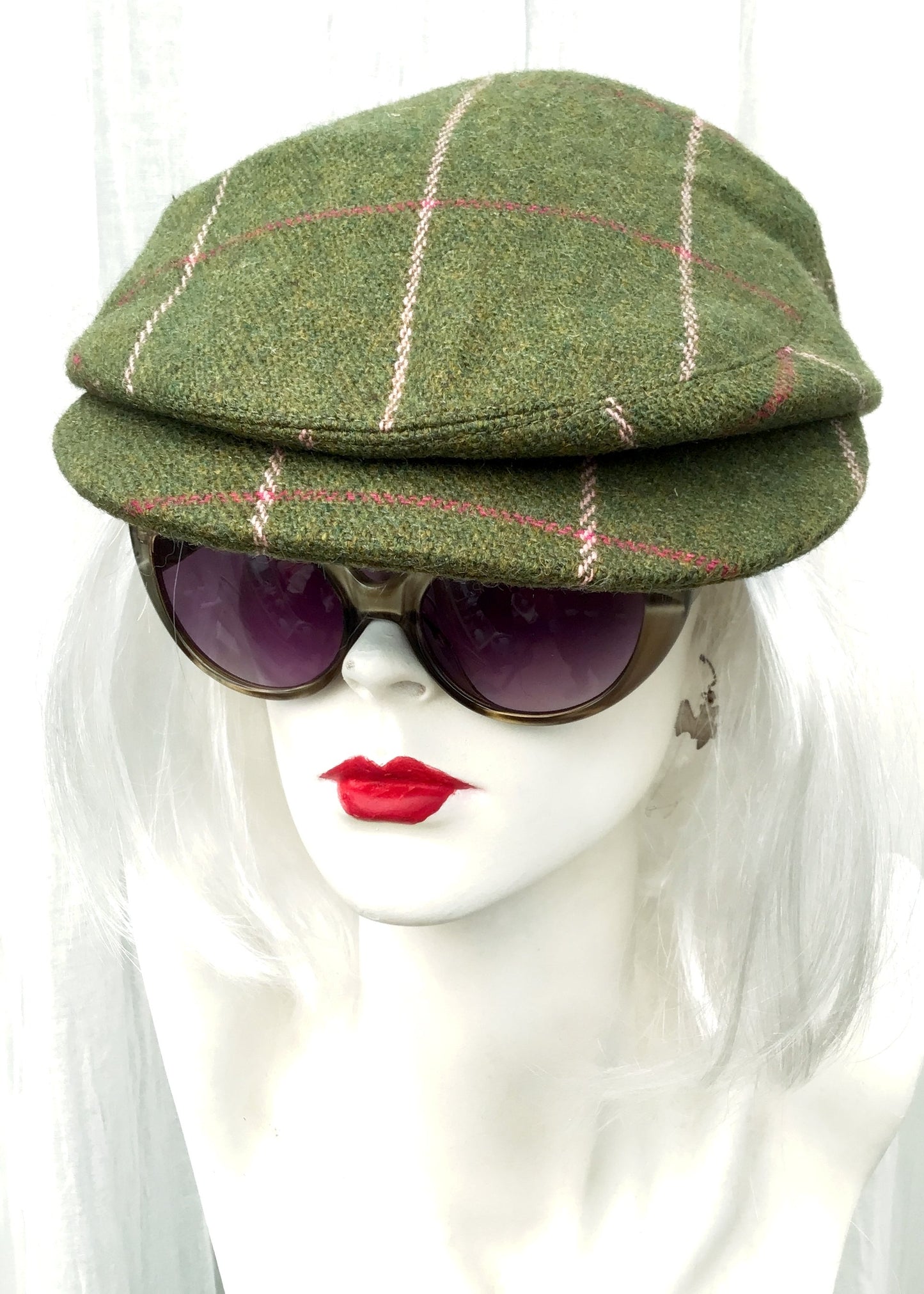 Retro Green Derby Wool Tweed Flat Cap