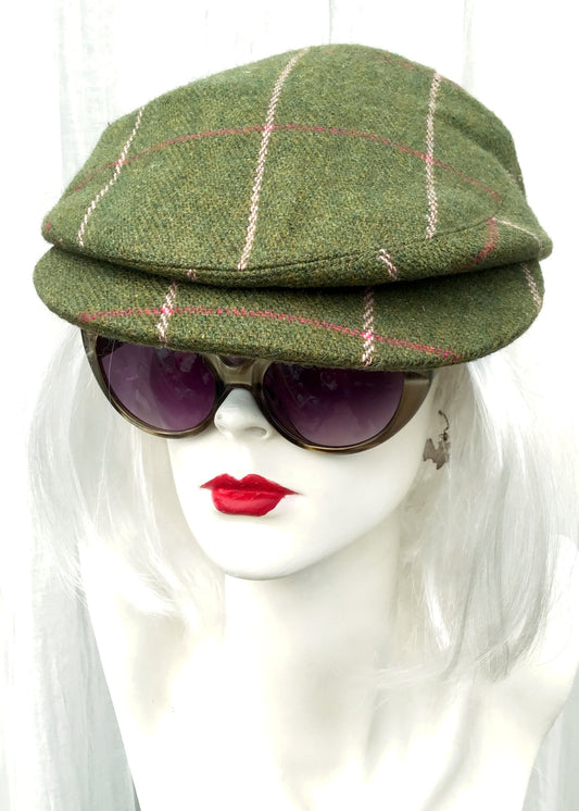 Retro Green Derby Wool Tweed Flat Cap