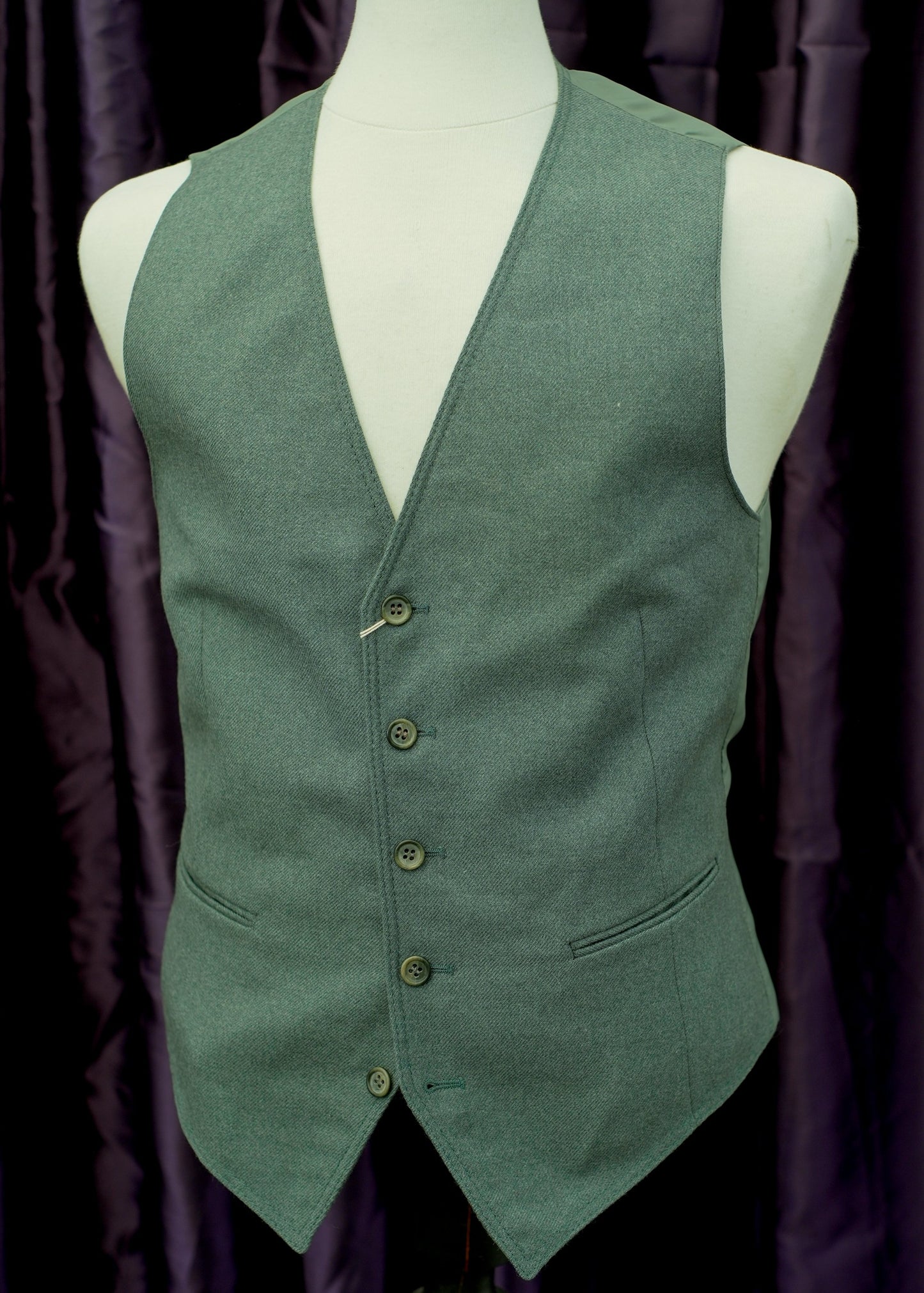 Vintage 1970s Sage Green Waistcoat • 36”