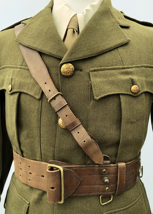 Vintage British Army Sam Browne Belt, Officer Issue – Early 20th Century WWI to interwar era