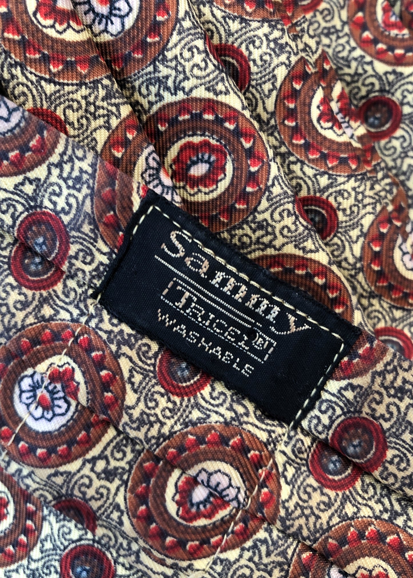 Vintage 60s Primrose Yellow & Red Floral Sammy Cravat