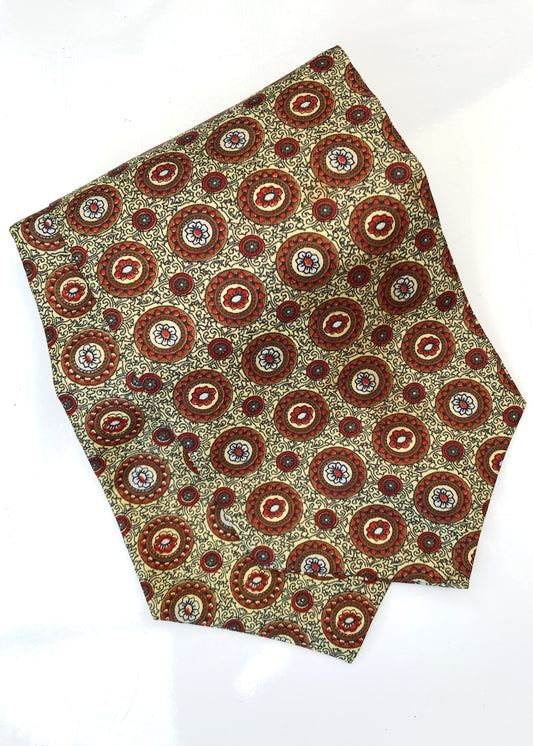 Vintage 60s Primrose Yellow & Red Floral Sammy Cravat