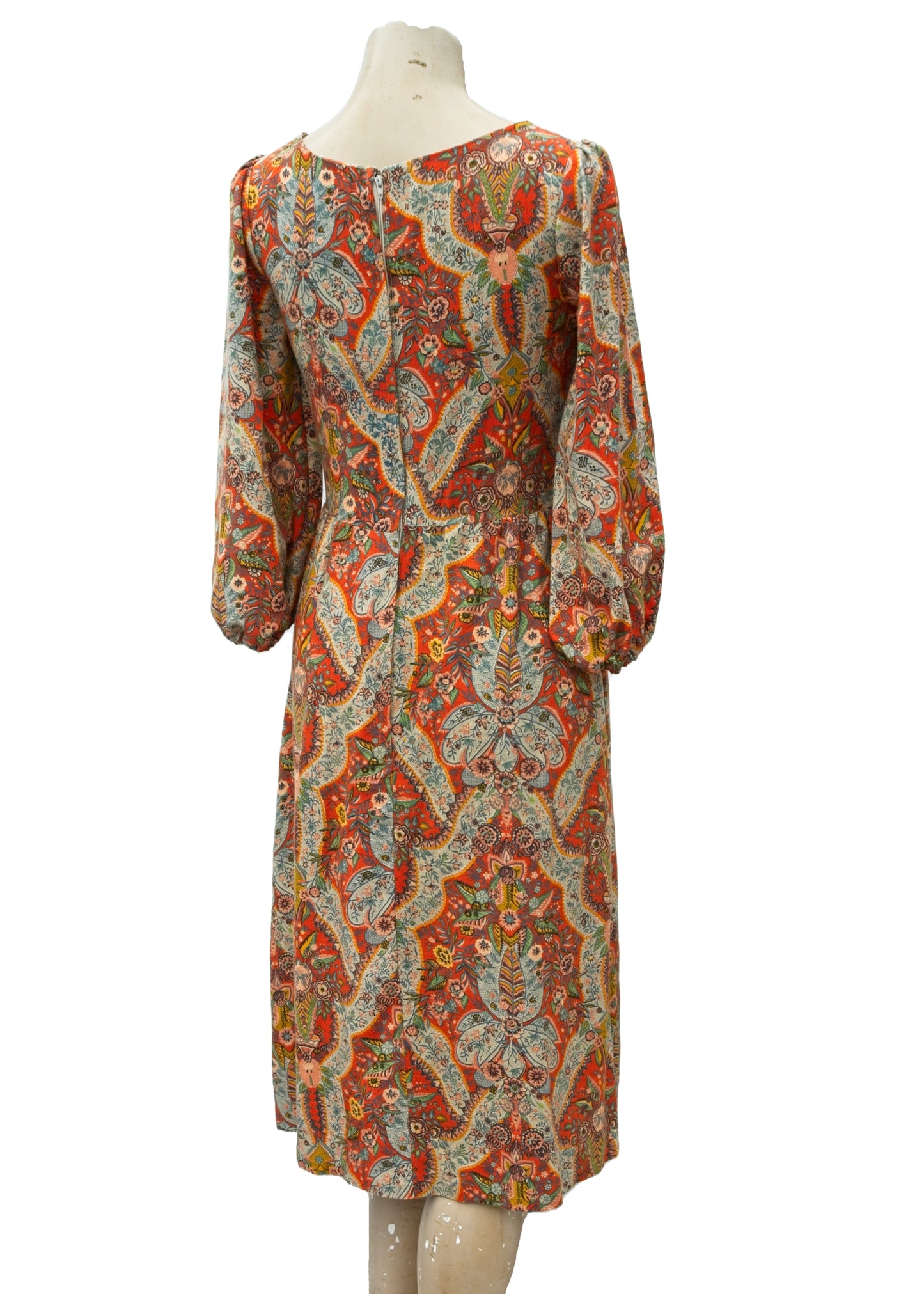 Vintage 60s Orange Psychedelic Samuel Sherman Wool Dress