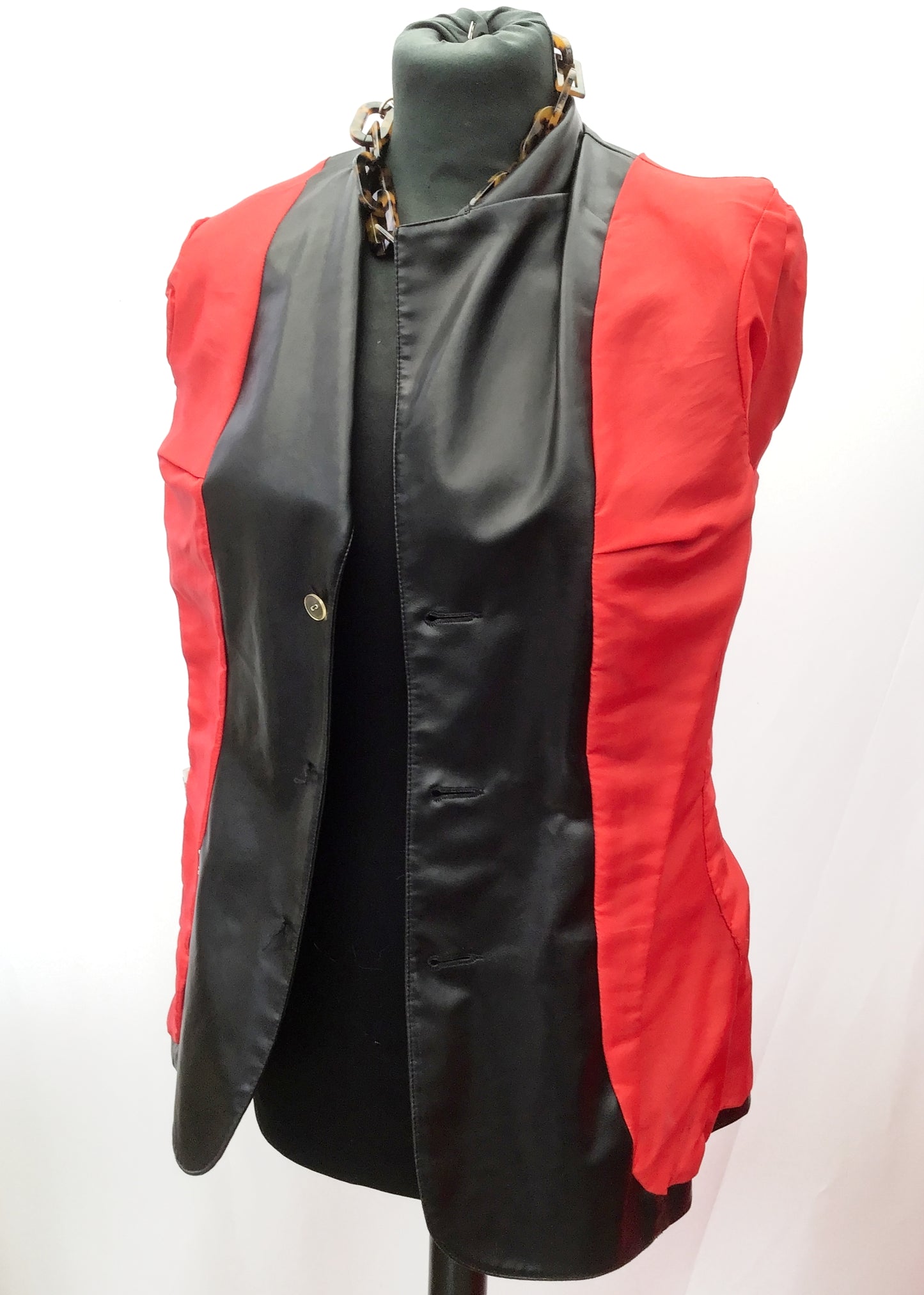 1990s Miss Selfridge Black Faux Leather Rubbery Jacket Blazer Coat • 34"