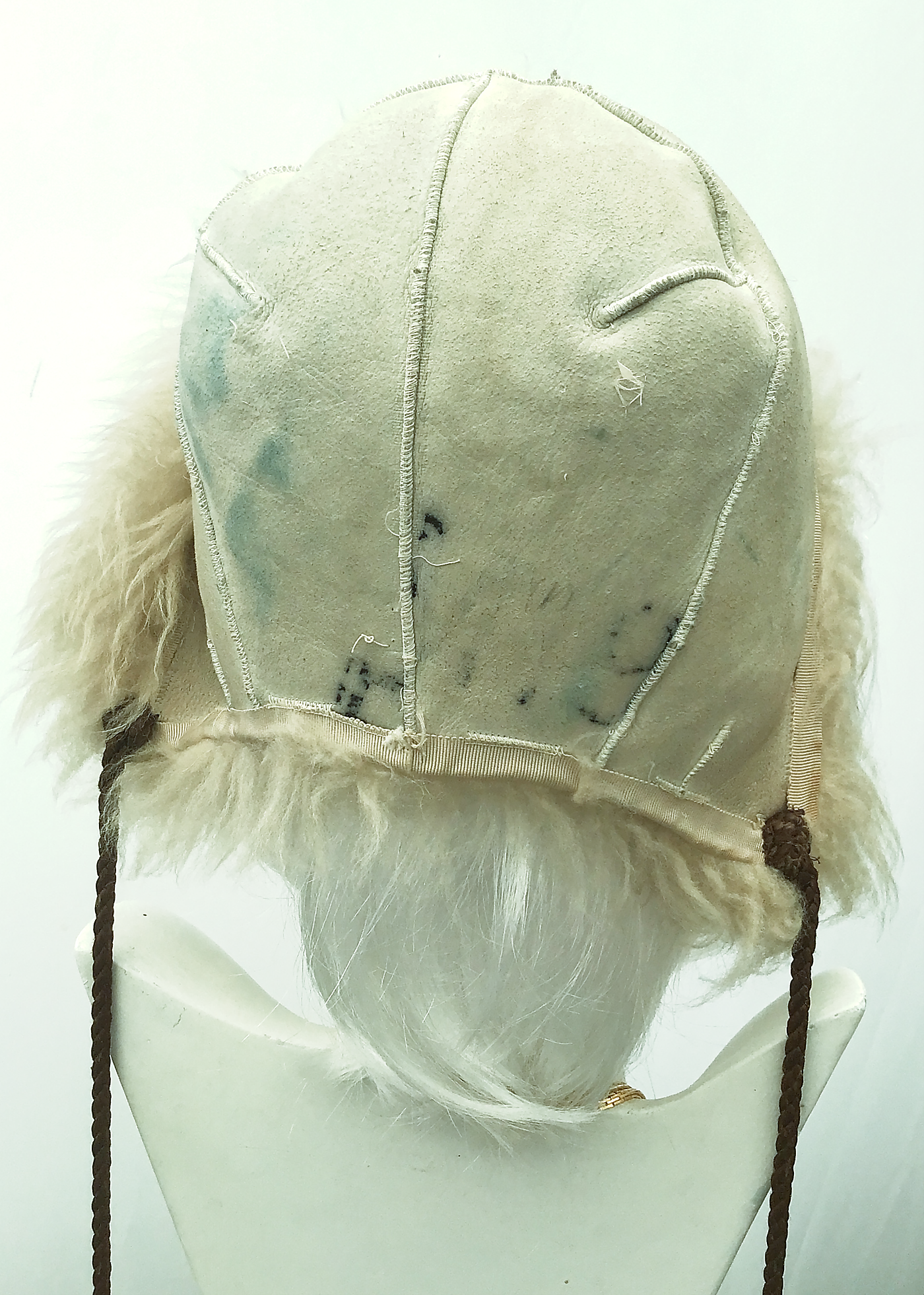 Vintage 1960s Sheepskin Pom Pom Tie Hat • Snow Bunny Go Go Hood Hat