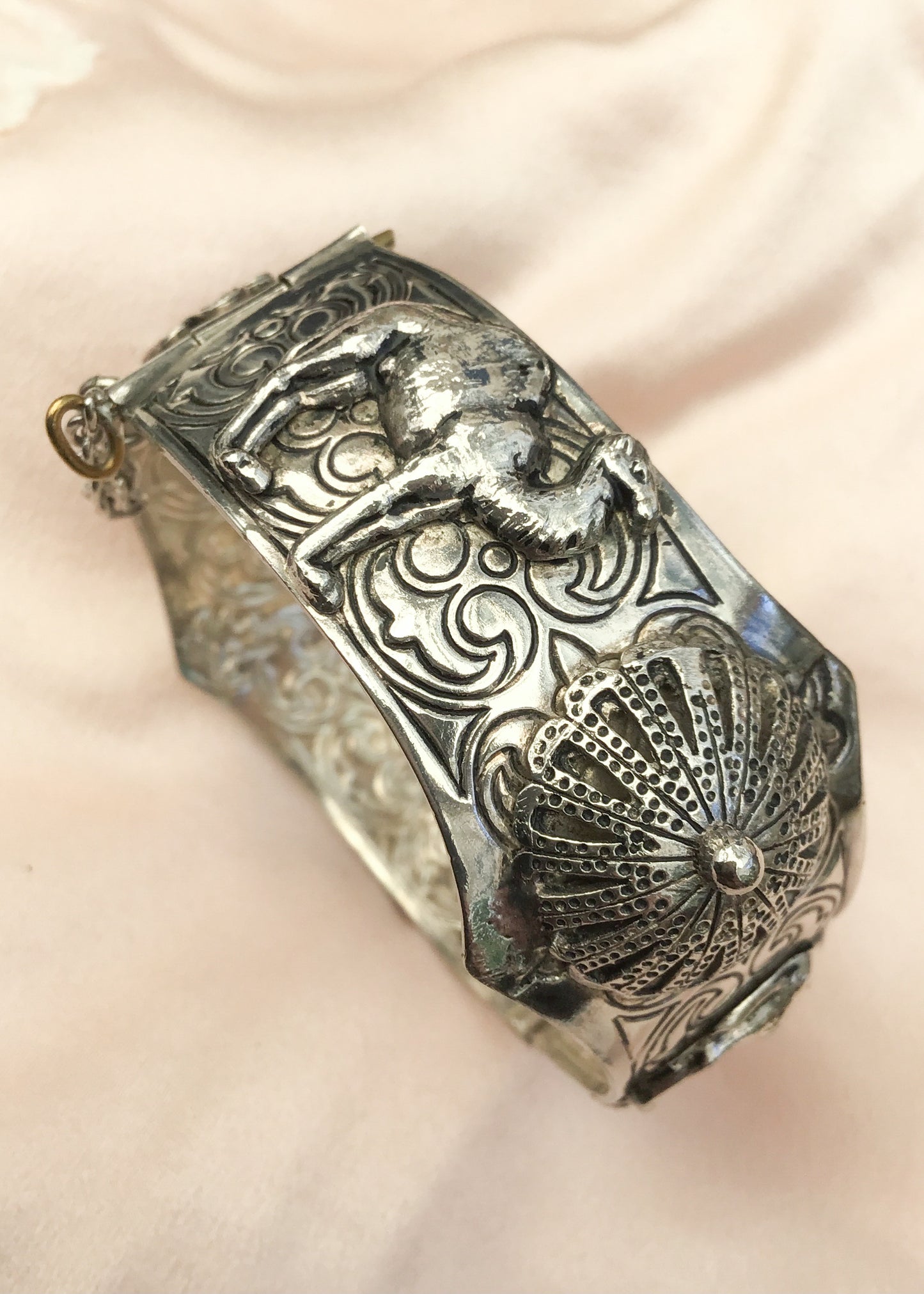 Vintage Silver Lucky Hamsa Bracelet Cuff