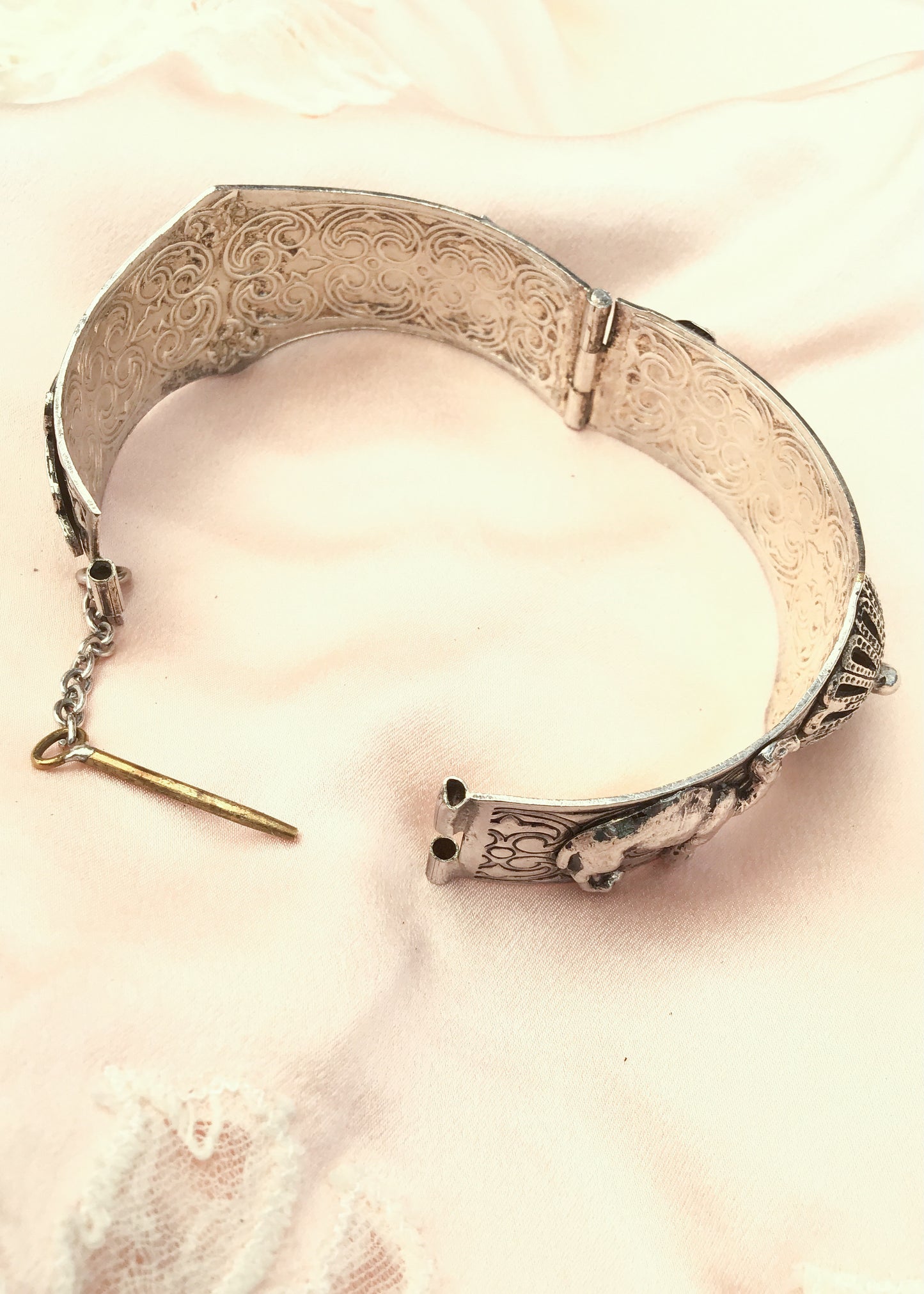 Vintage Silver Lucky Hamsa Bracelet Cuff