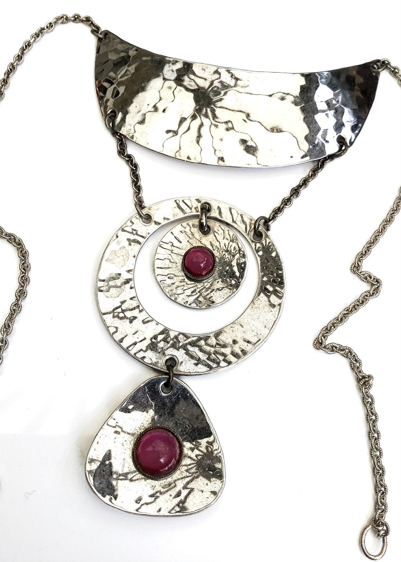 1970s Vintage Steel Modernist Moda Bib Necklace