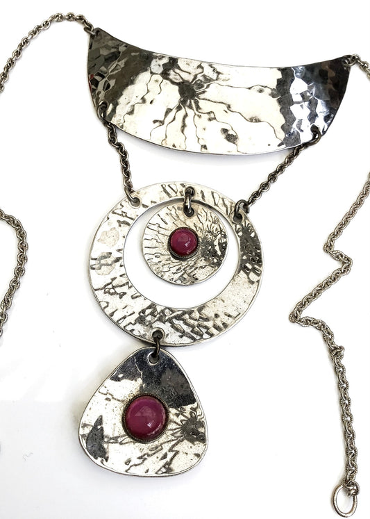 1970s Vintage Steel Modernist Moda Bib Necklace