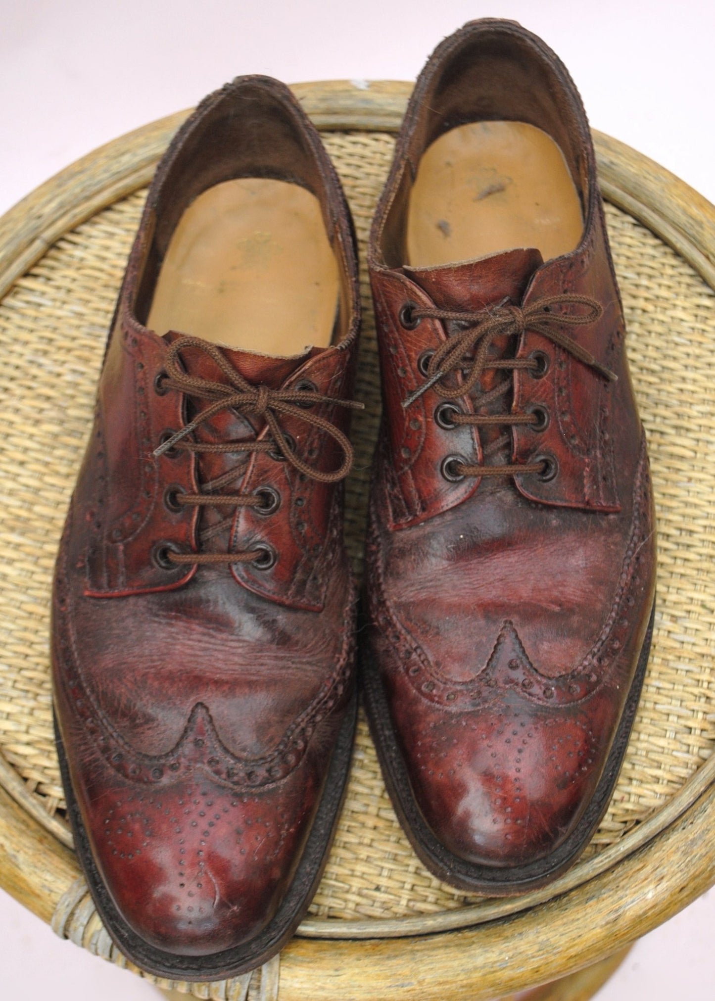 Men's Oxblood Leather Tricker Brogue Shoes • Size UK 12