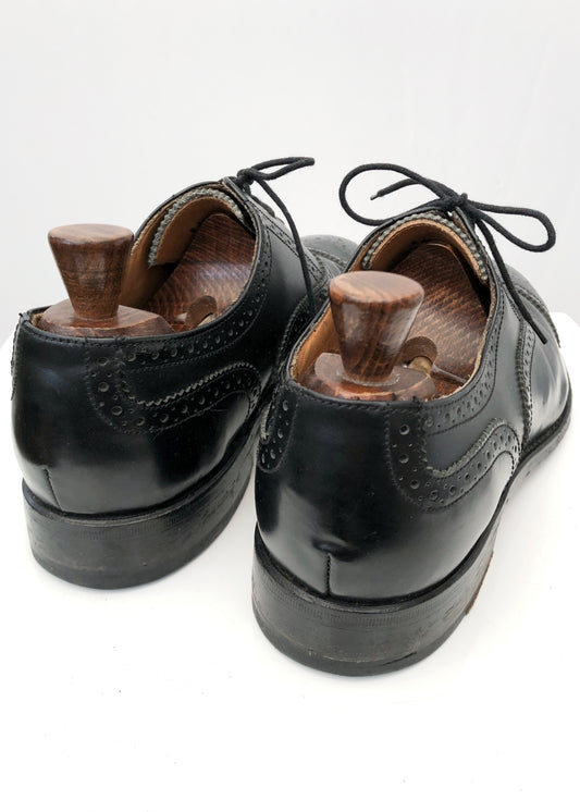 Men's Vintage Racing Green Black Brogue Shoes • Size UK 8