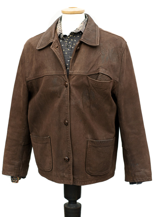 vintage 50s suede leather box jacket for men or women