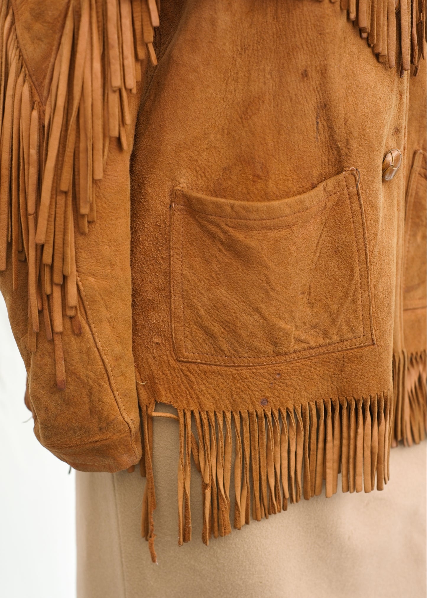 Vintage Western Buckskin Suede Fringed Jacket • Canadian