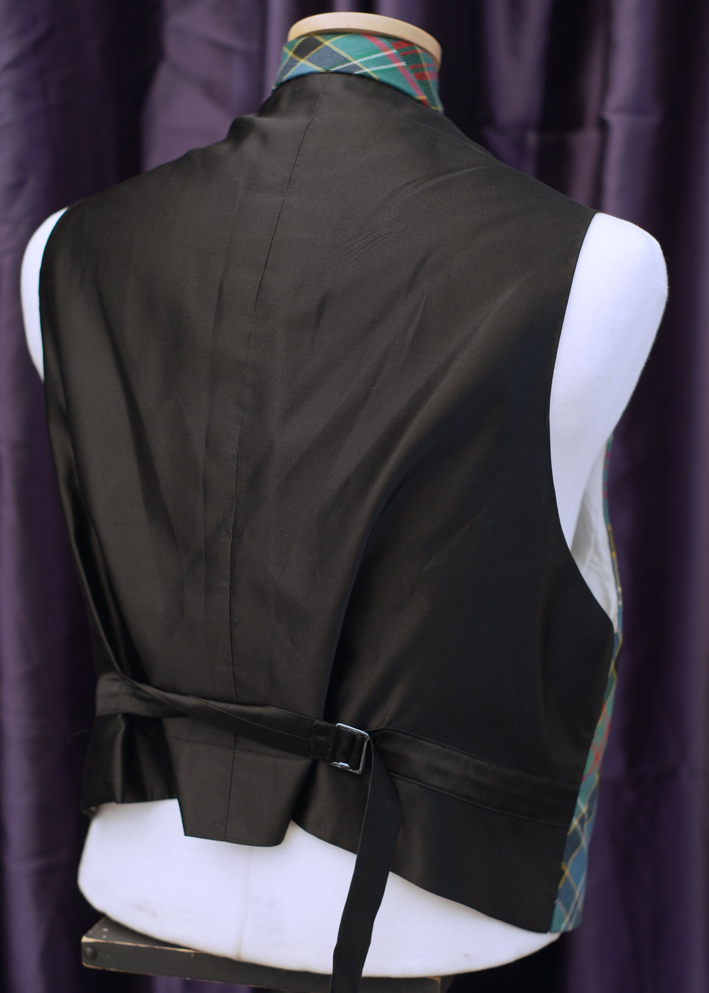 Men's Green Paisley Tartan Plaid Wool Waistcoat