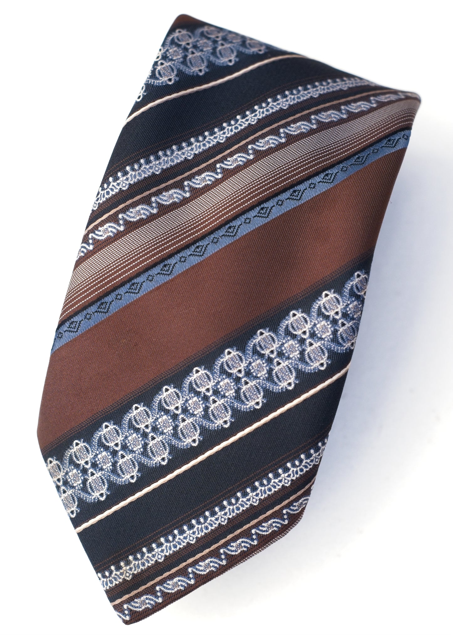 Vintage 70s Blue Brown Striped Tootal Neck Tie