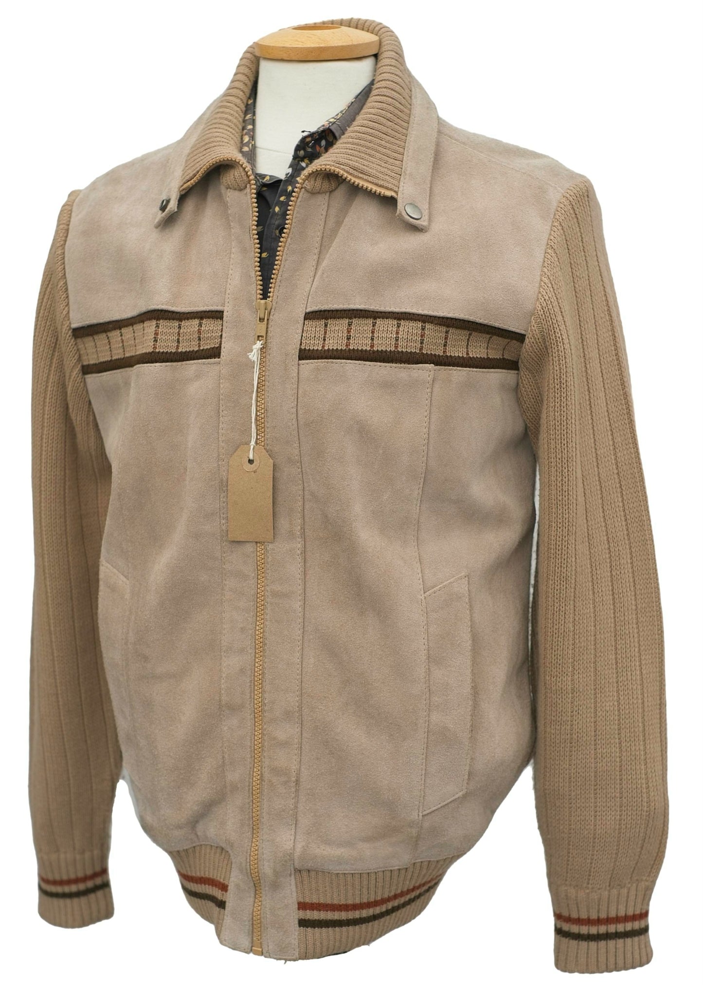 vintage tootal sued knit mod jacket with zip front