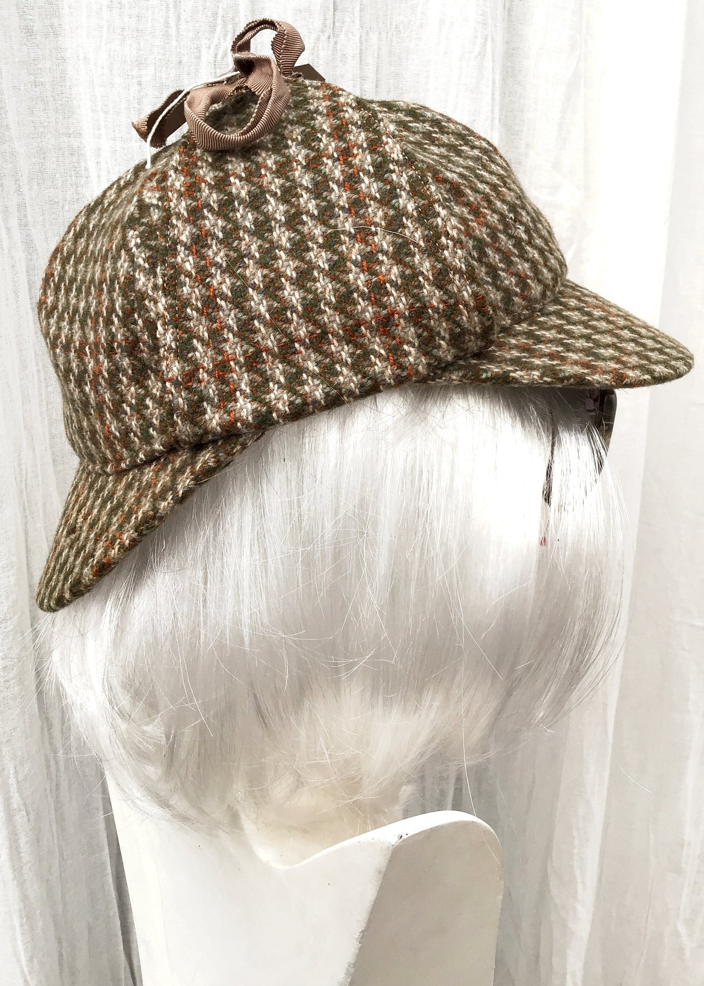 Vintage 1940s Tress & Co Tweed Deerstalker Sherlock Hat
