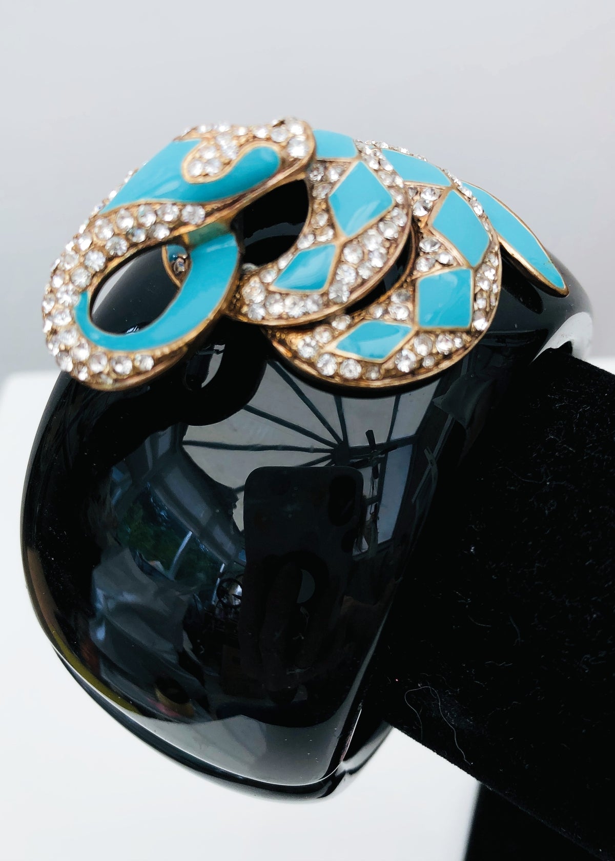 Retro Snake Clamper Bangle Bracelet • Turquoise Coiled Serpent