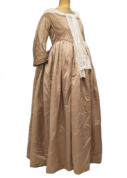 Antique Victorian Cappucino Silk Bustle Dress