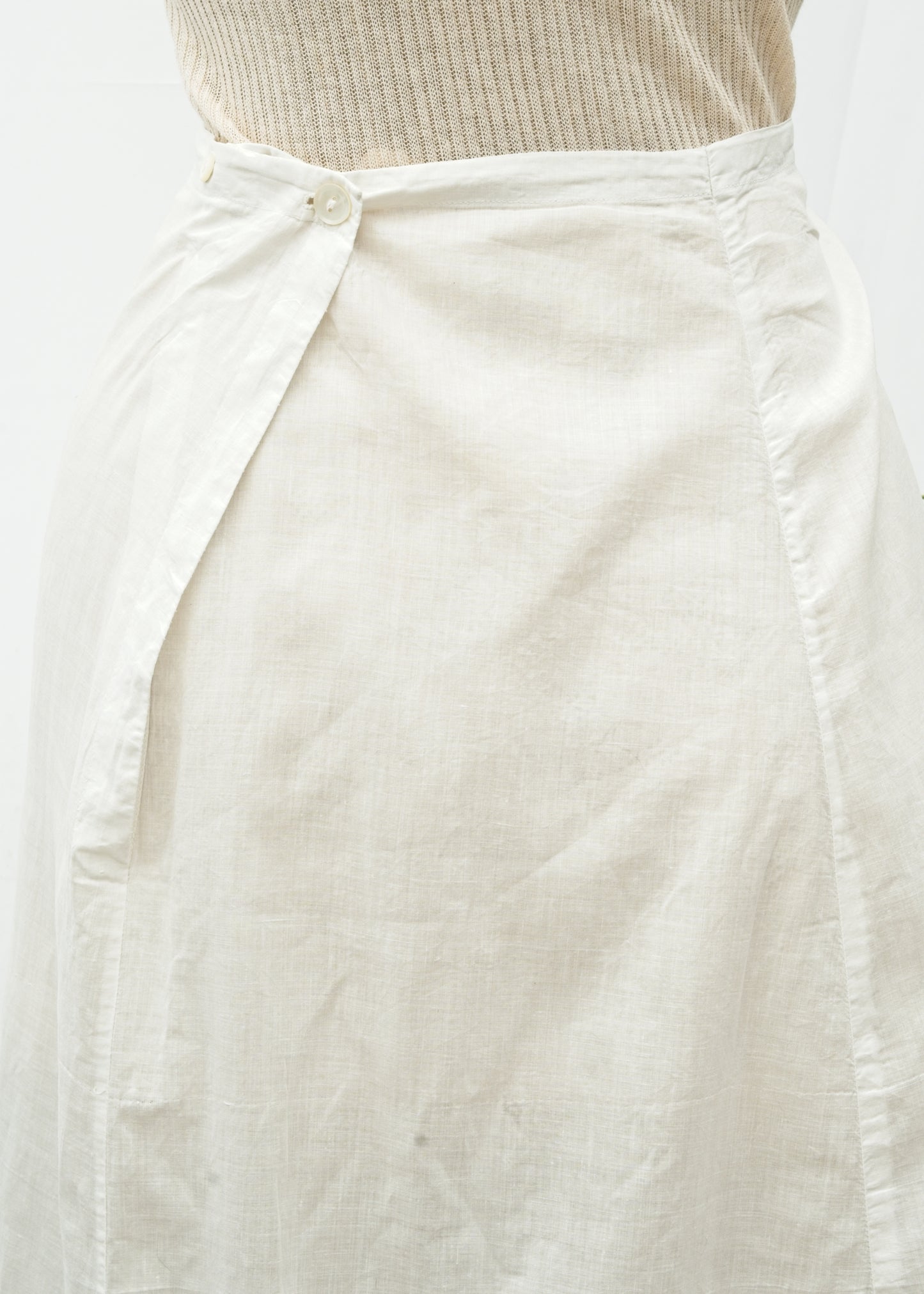 Antique White Linen Petticoat Under Skirt • Embroidered Butterflies