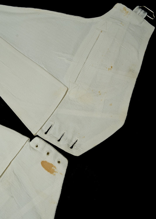 Vintage Welmar White Marcella Backless Waistcoat • 40" • Stained