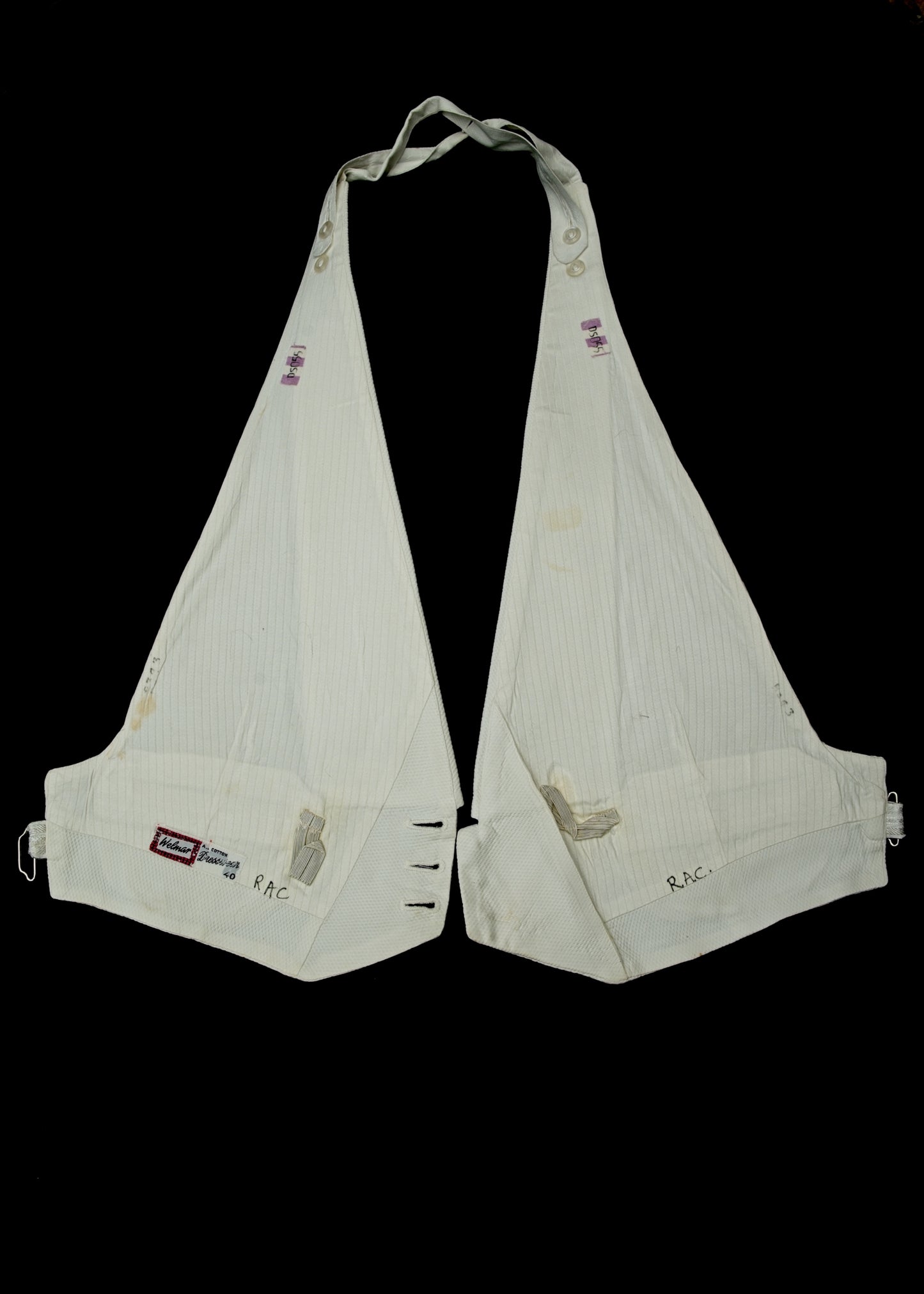 Vintage Welmar White Marcella Backless Waistcoat • 40" • Stained