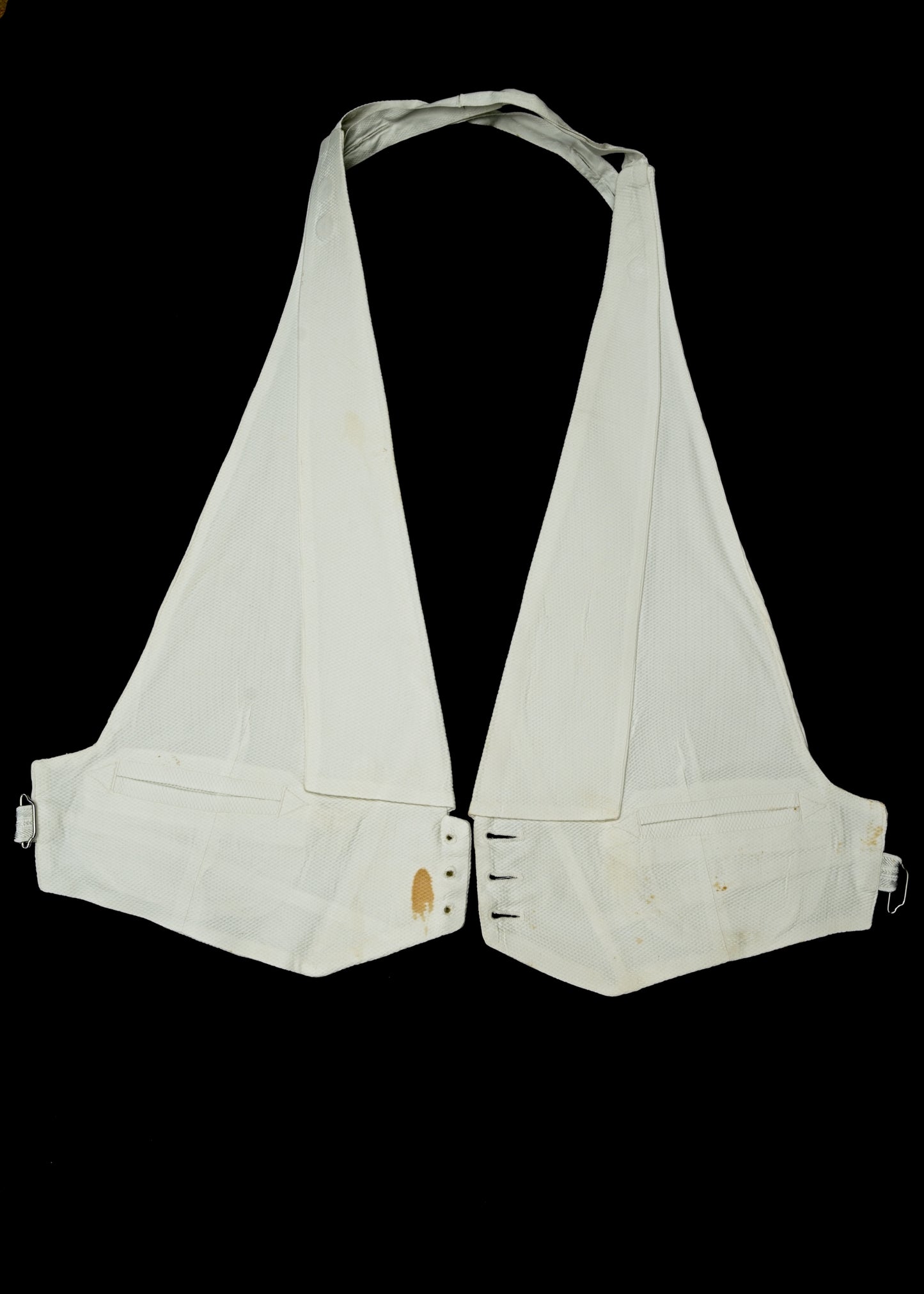 Vintage Welmar White Marcella Backless Waistcoat • 40" • Stained