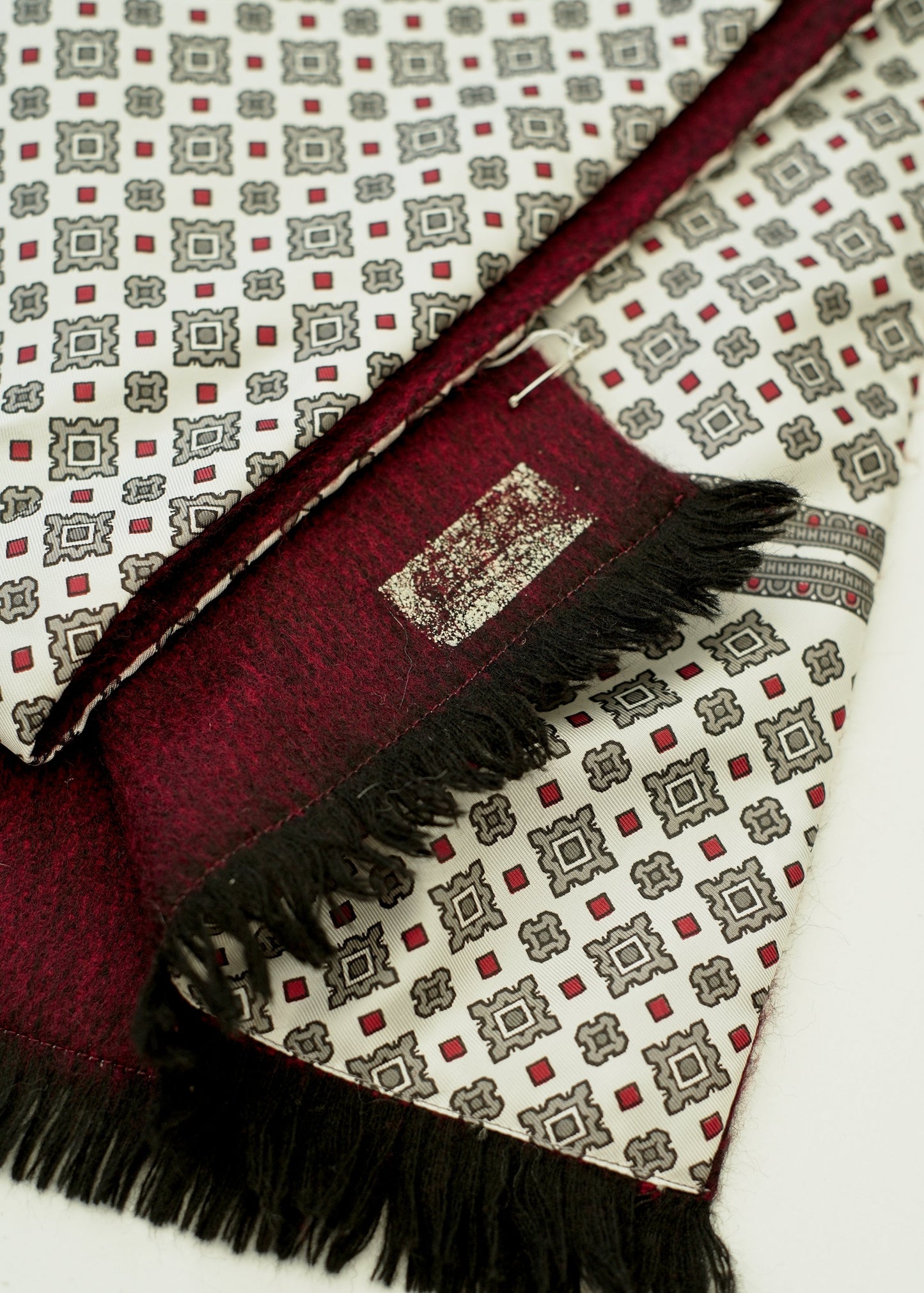 Men's Vintage 1960s White Double Sided Evening Scarf