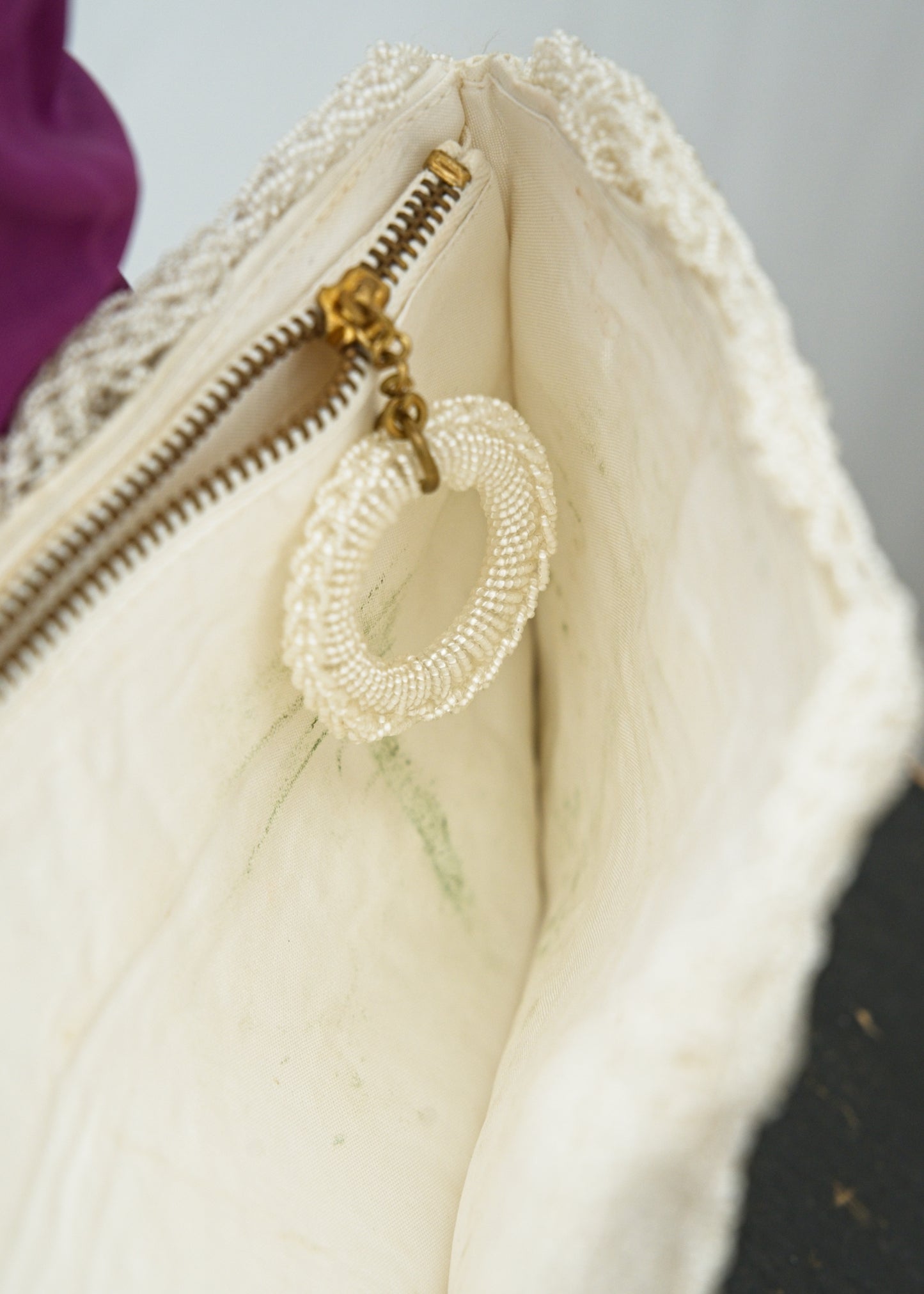 1950s Vintage White Crochet Evening Clutch Purse