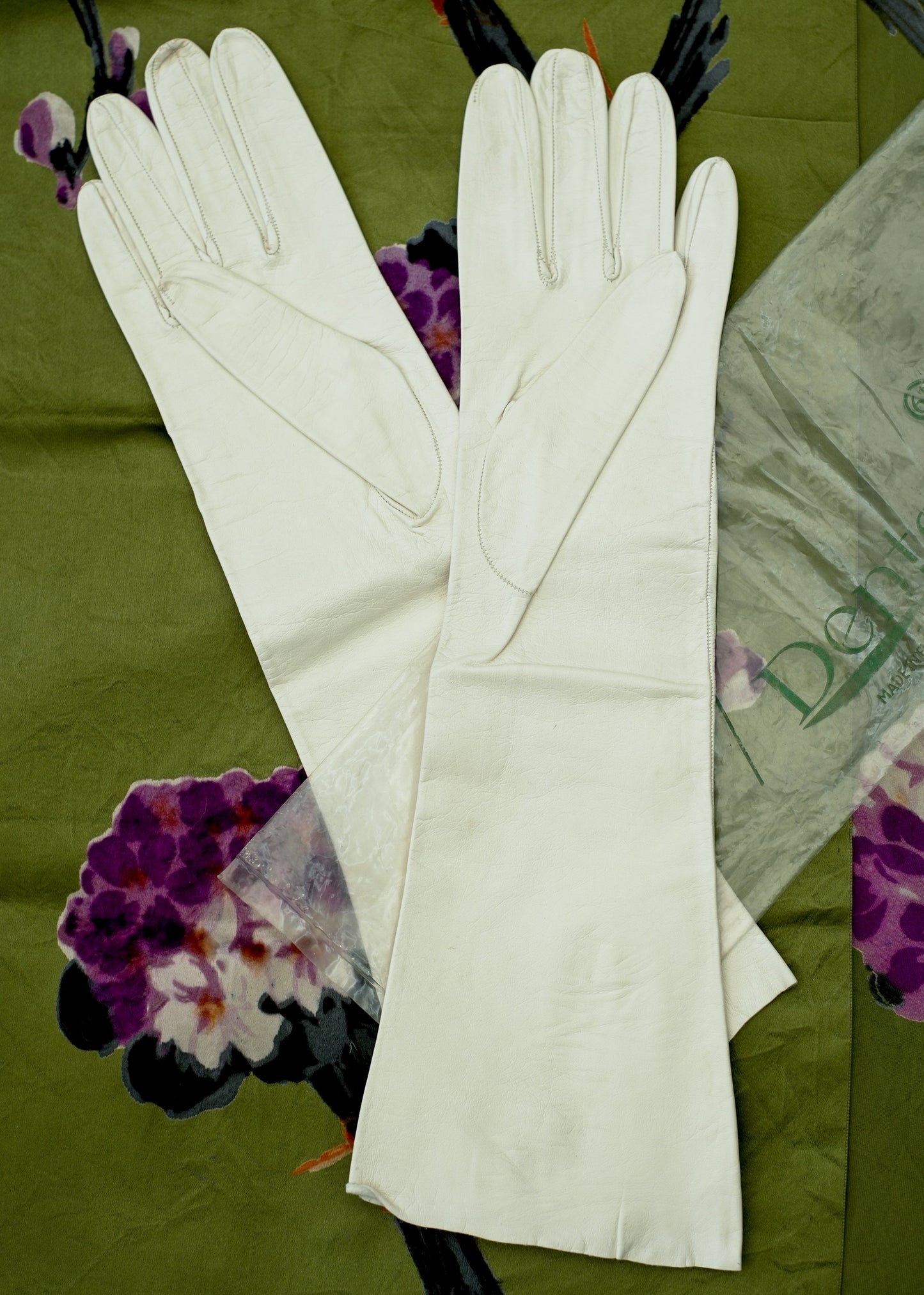 Vintage White Kid Leather Evening Gloves Size 6.5