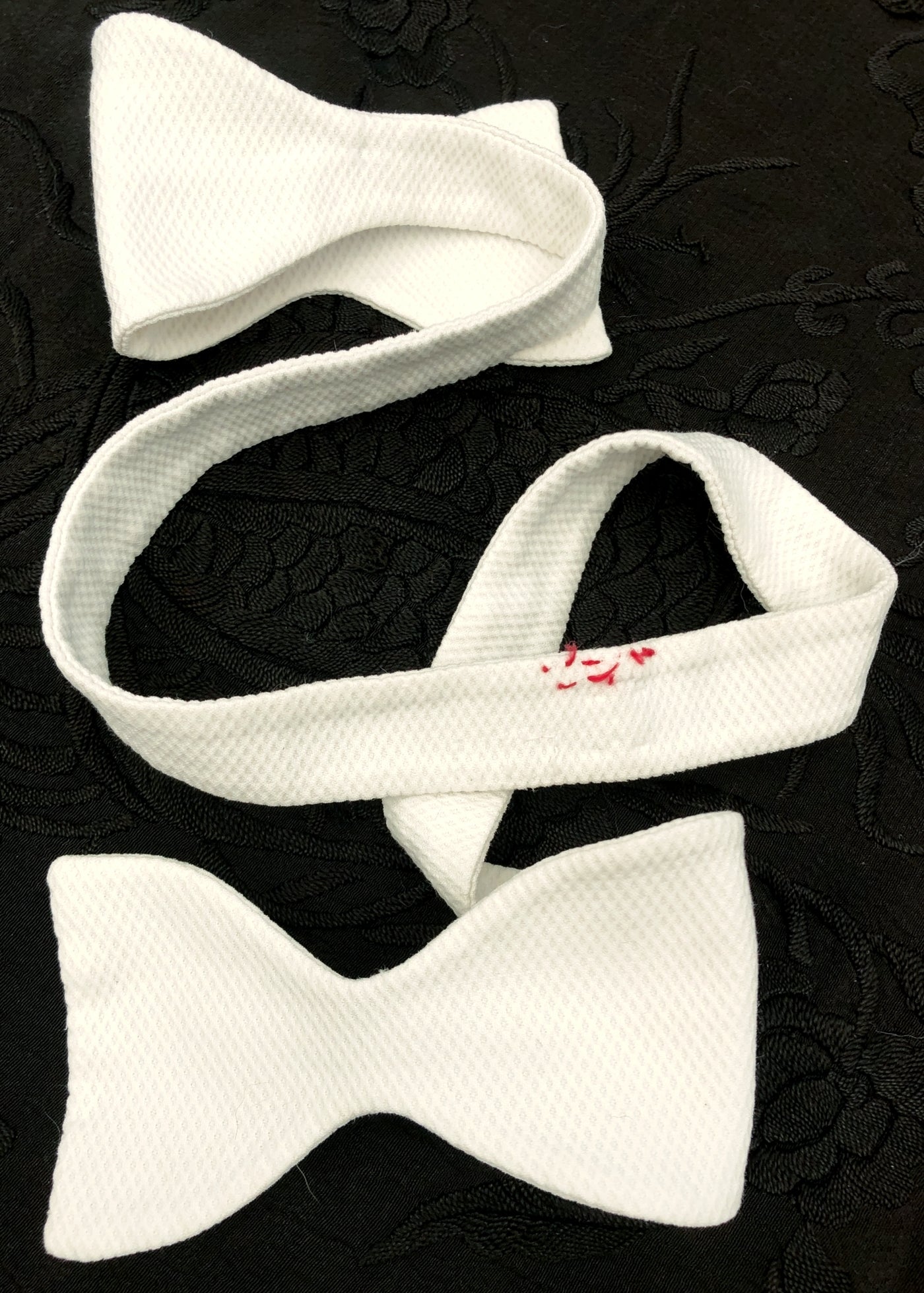 Vintage White Marcella Self Tie Thistle Bow Tie • Piqué 28.5"