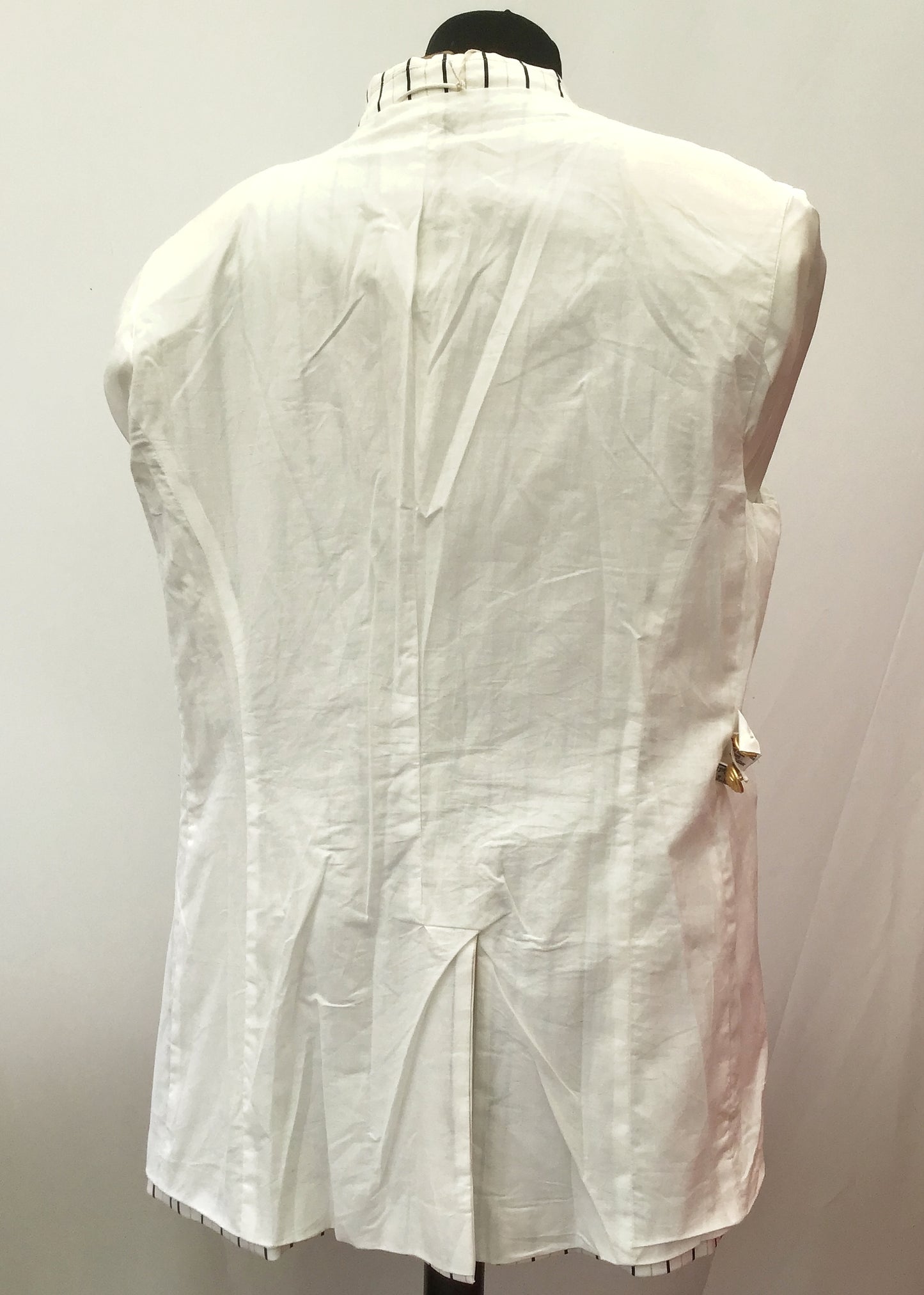 1990s Women's White Striped Boating Blazer Jacket Cotton • GoldTone Buttons