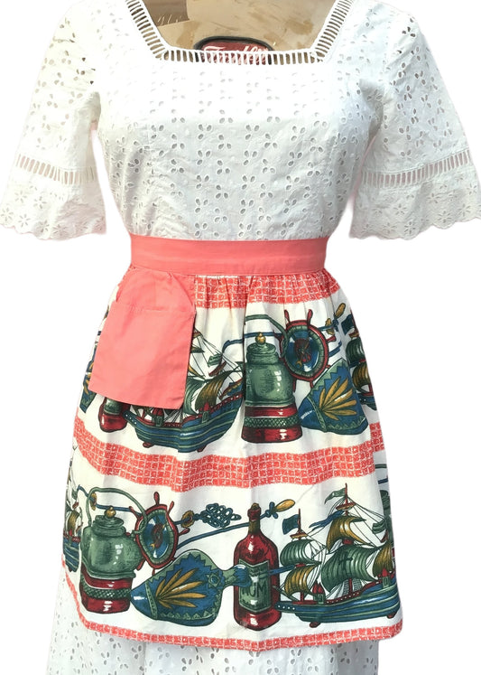 Copy of 1950s Vintage Pirate Theme Half Apron Pinny • Midcentury Print