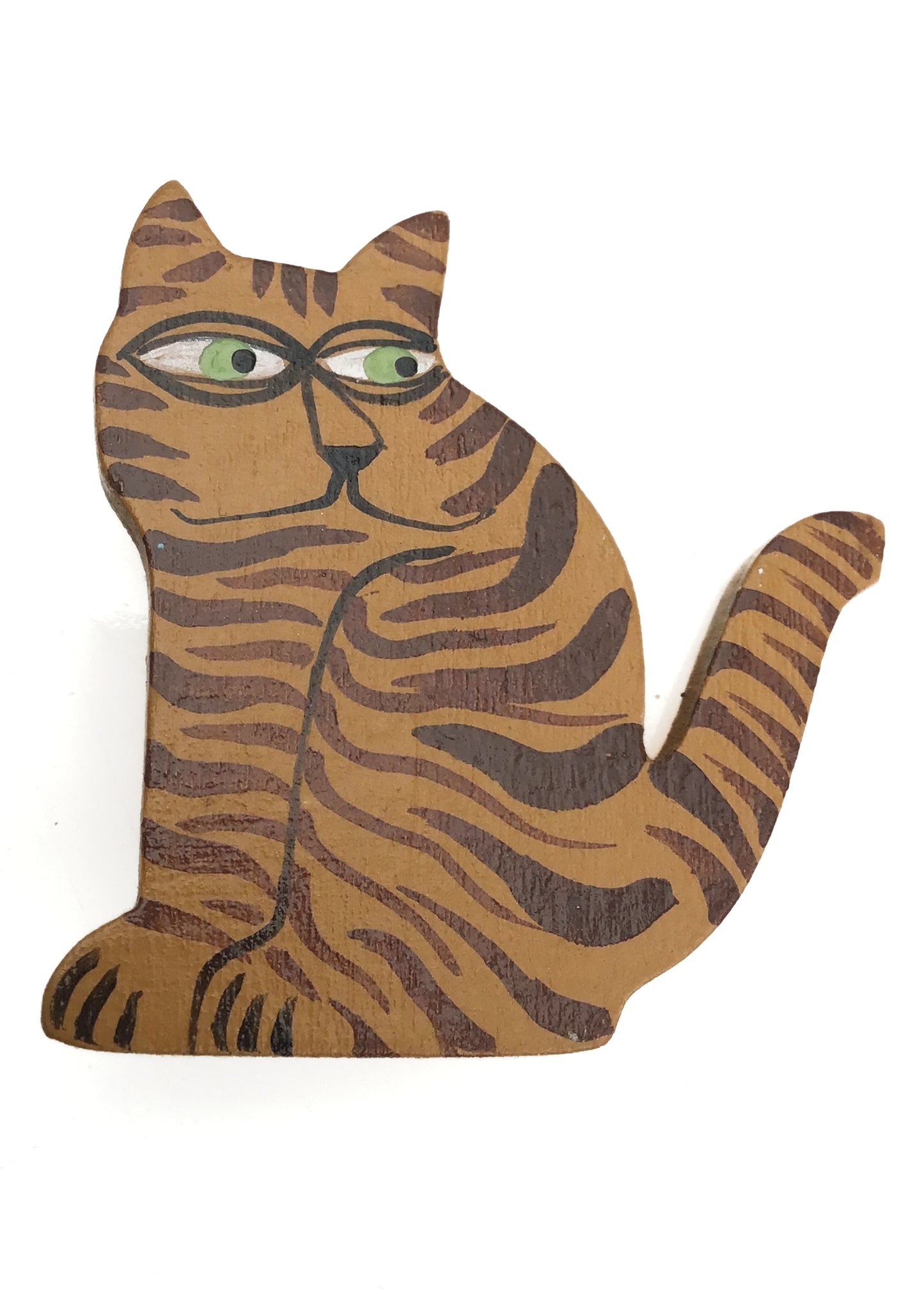Wooden Hand Painted Ginger Cat Brooch