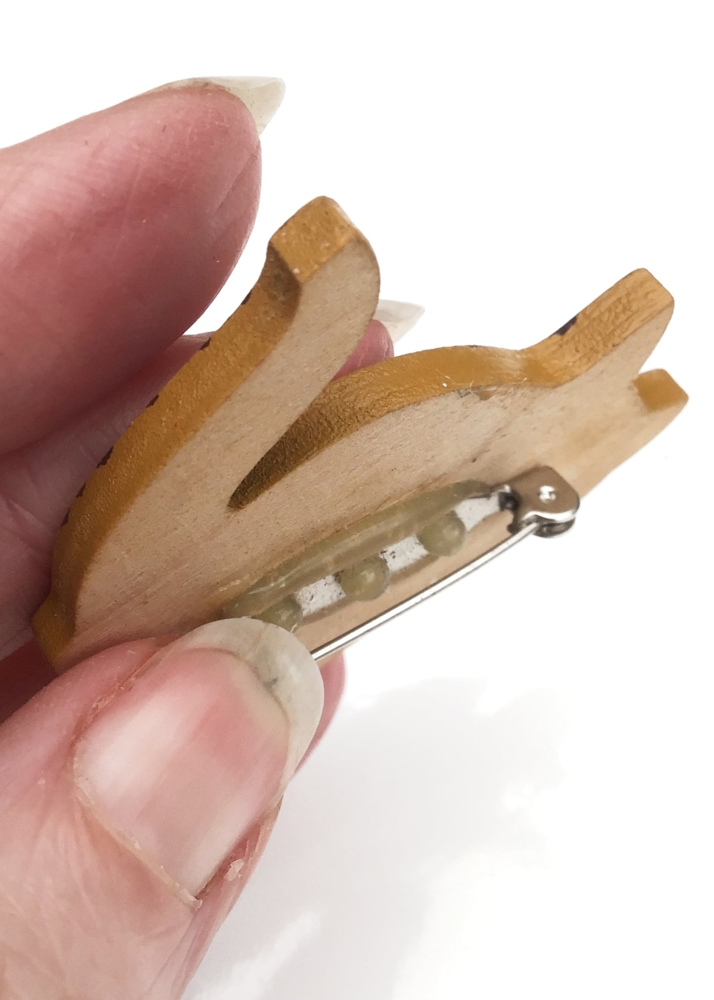 Wooden Hand Painted Ginger Cat Brooch