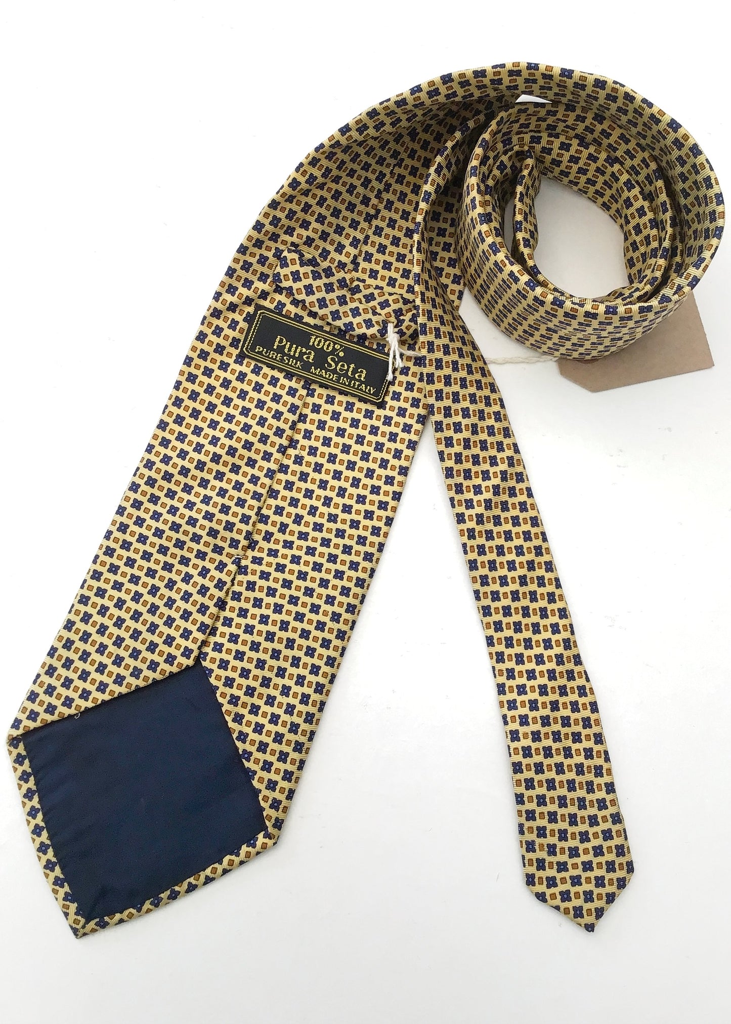 Yellow and Blue Silk Tie • Made in Italy
