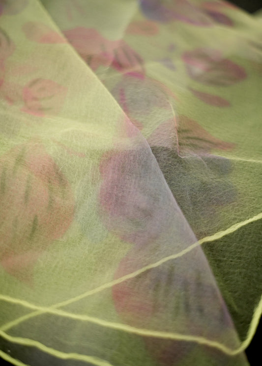 Vintage Nylon Georgette Chiffon Flower Head Scarf