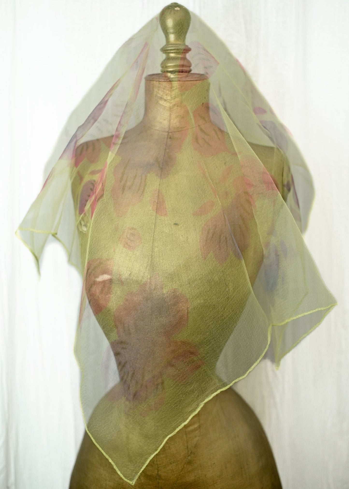 Vintage Nylon Georgette Chiffon Flower Head Scarf