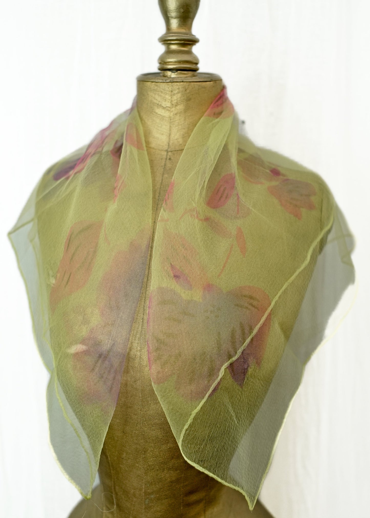vintage yellow georgette head scarf
