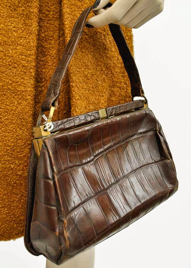 Genuine 1940s crocodile handbag