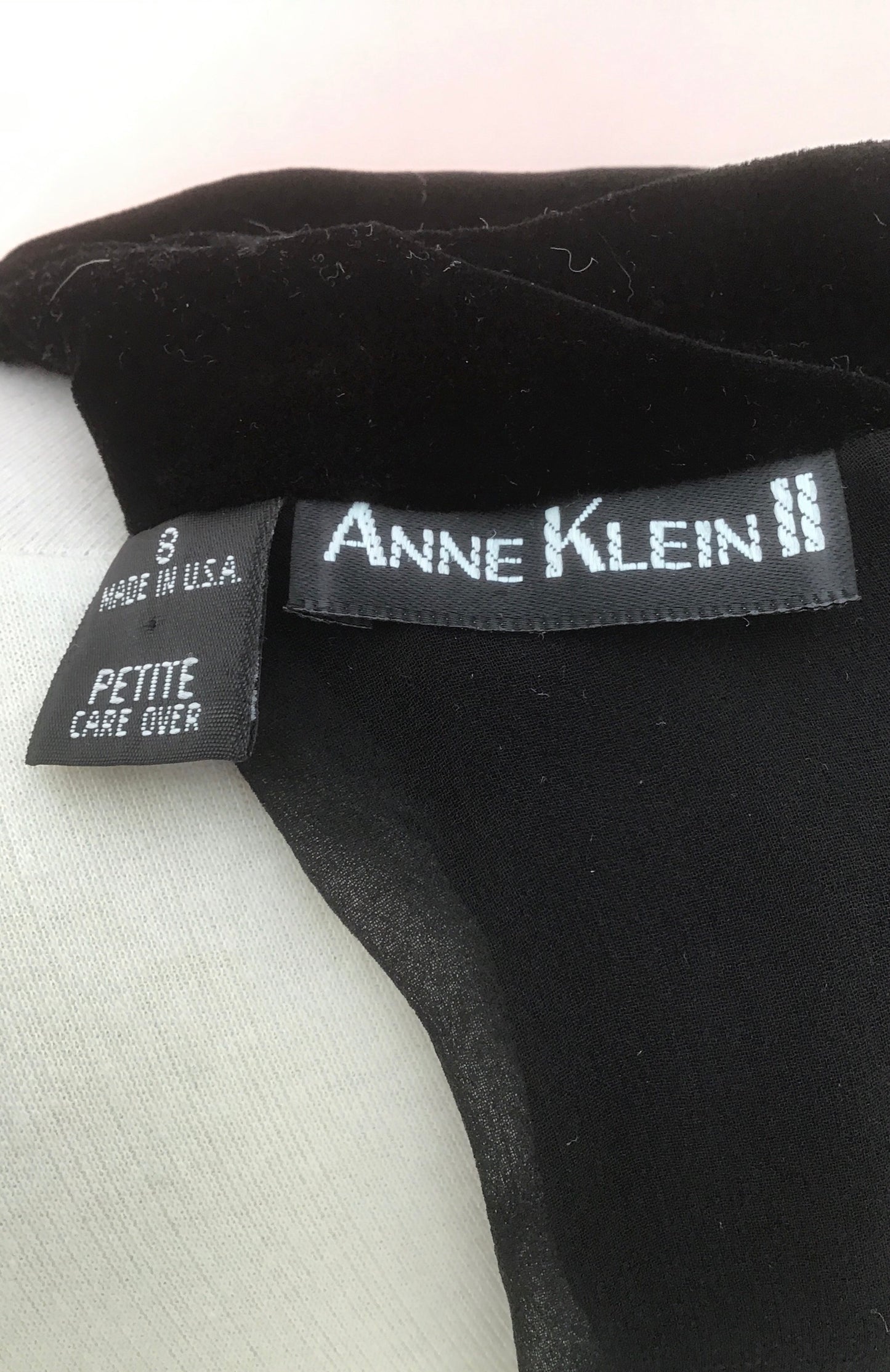 1990s Vintage Anne Klein• Black Velvet & Georgette Jump Suit • UK size 8 • Disco
