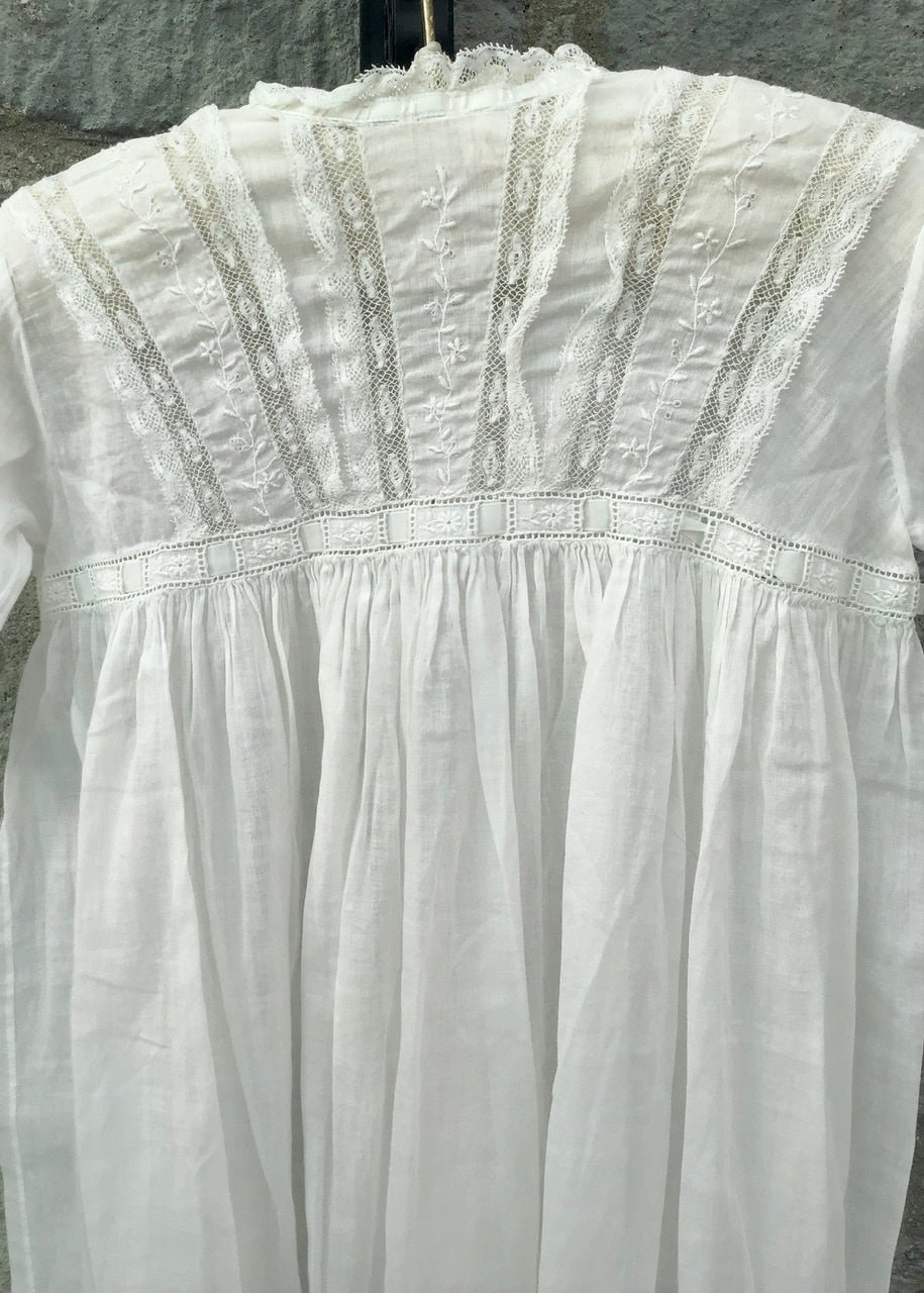 Vintage Baby Christening Gown with Lace Trim