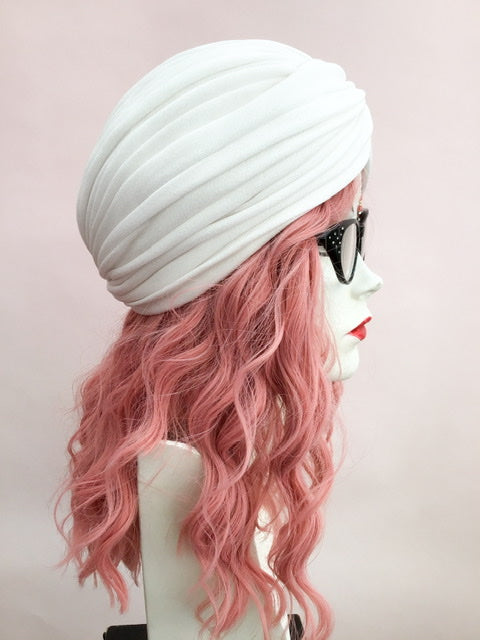 1960s Vintage White Turban Hat | Gina Davies for Edward Mann