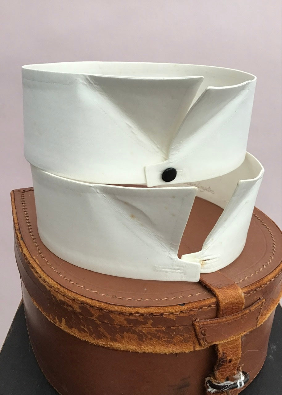 Two Vintage Starched Wing Tip Detachable Collars | 16.5”
