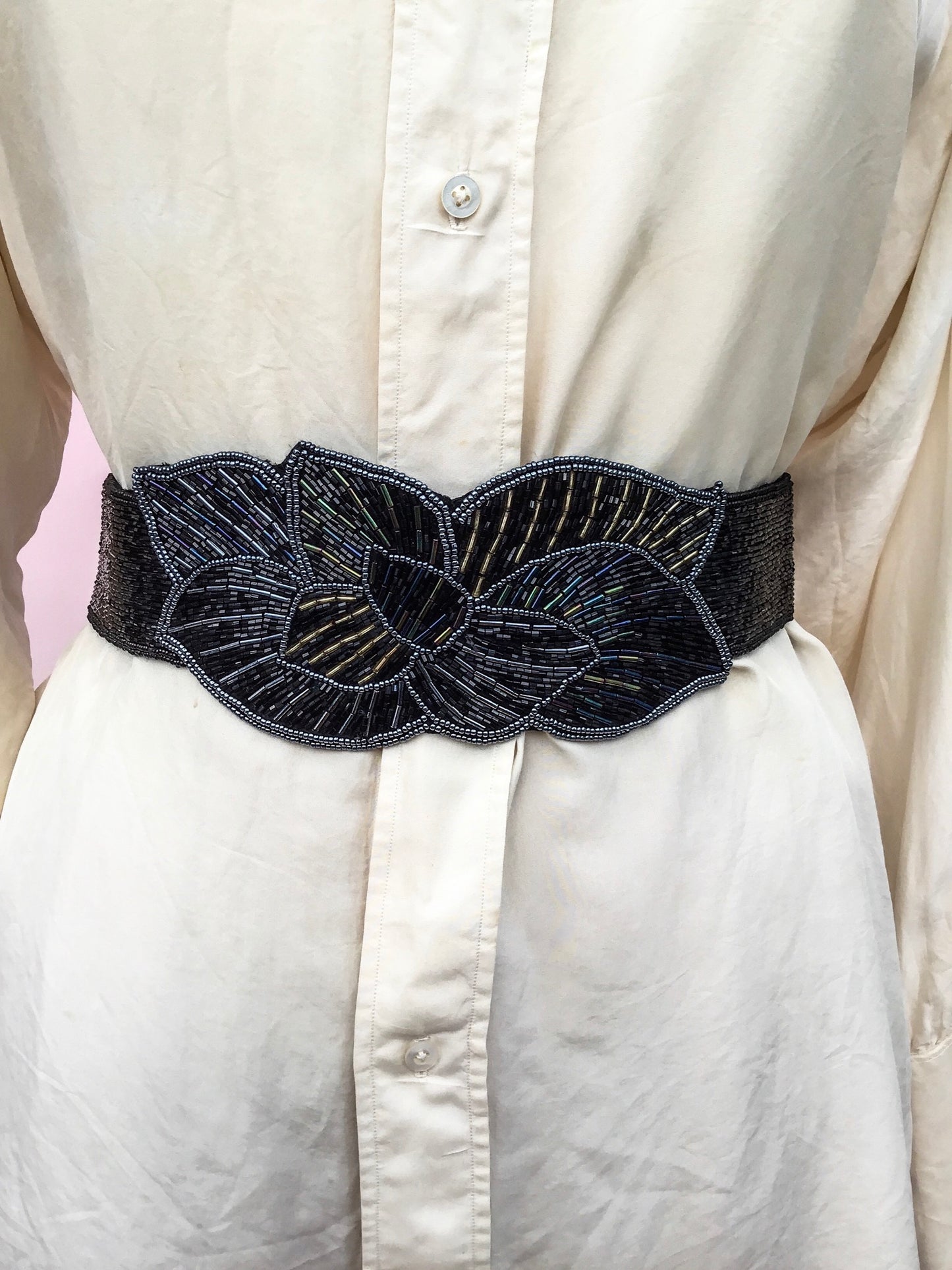 Fully Beaded Cummerbund Cincher Belt