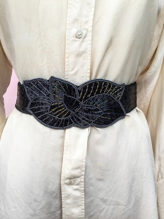 Fully Beaded Cummerbund Cincher Belt