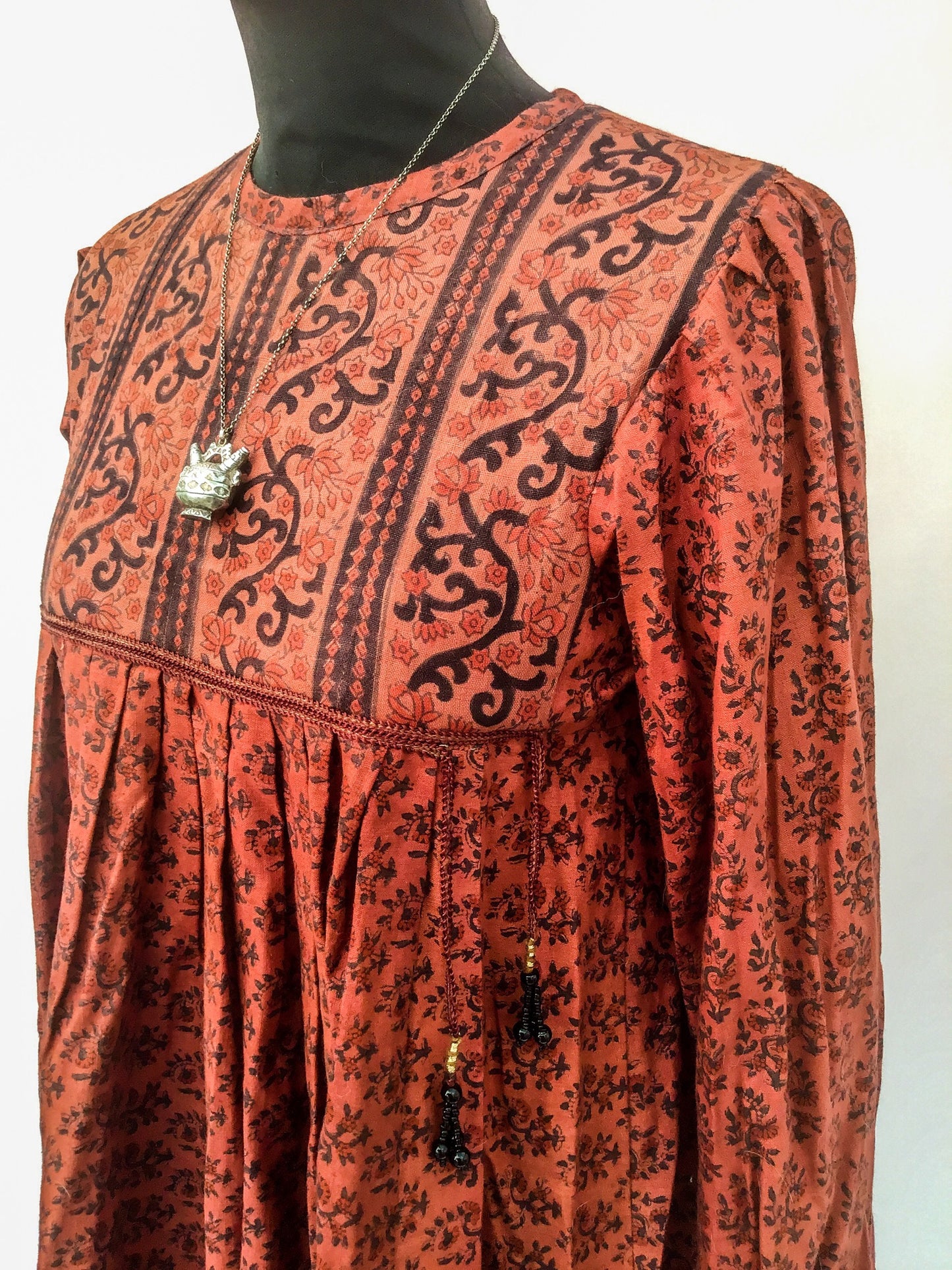 1970s Vintage Block Printed Ayesha Davar Dress