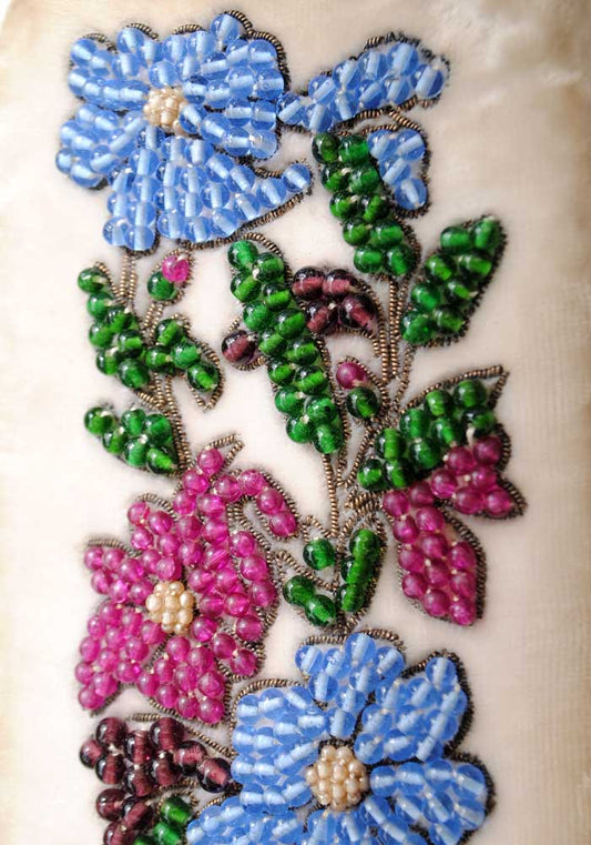 1940s Vintage Velvet Beaded Envelope Clutch Bag • Evening Glove Purse